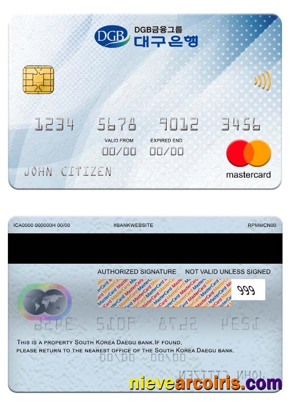 South Korea Daegu bank mastercard